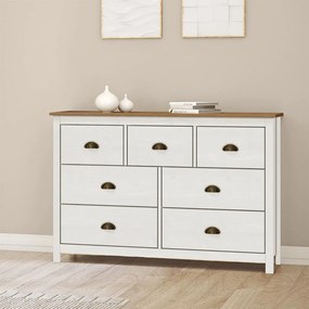 Cômoda Decorativa 7 Gavetas Madeira Maciça Osiris Branco/Freijó - G74 - Gran Belo