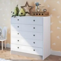 Cômoda Para Quarto Infantil com 5 Gavetas Juno Branco A05  - Mpozenato