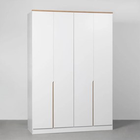 Guarda-roupa Harper 4 Portas 1,60m - Branco e Natural - Guarda-Roupa Harper 4 Portas 1,60m - Branco e Natural