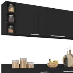 Armário de Cozinha CP13 e Tampo 178cm Pérola M24 Preto      - Mpozenat