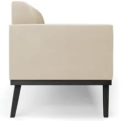 Sofá Namoradeira Base Madeira Preto Maressa Suede Bege - Ibiza