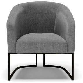 Poltrona Decorativa Industrial Preto Stella Linho D03 - D'Rossi - A26 Grafite