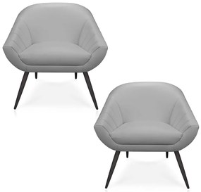 Kit 02 Poltronas Giovana Corino Pés Palito de Ferro D01 - D?Rossi - Cinza