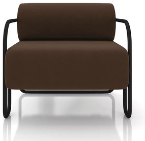 Poltrona Sala de Estar Industrial Preto Ameli Veludo K01 - D'Rossi - Marrom