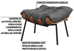 Kit 2 Puffs Decorativos Sala de Estar Abel Base de Madeira Preto Linho Grafite G41 - Gran Belo
