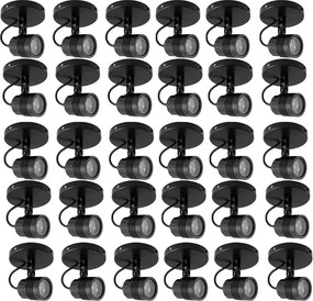 Kit 30 Spots LED Sobrepor Direcionável Abs Preto IP65 6000K