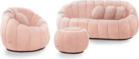 Sofá 2 Lugares com Puff e Poltrona Orgânica Fixa Cloud Bouclê E03 - D'Rossi - Rose