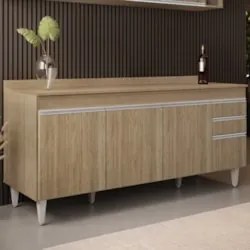 Balcão de Cozinha Para Pia Com Tampo 180cm Dallas Castanho - Lumil