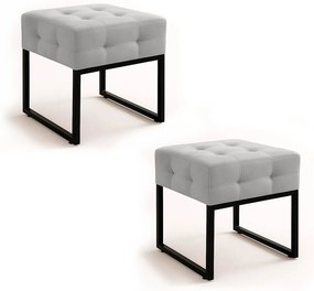 Puff Sala Decorativo Industrial Kit 2 Elisa Suede D03 - D'Rossi - Cinza