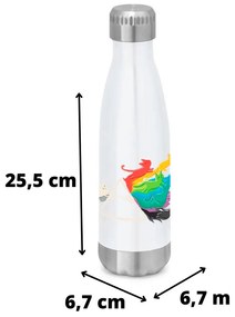 Garrafa Térmica Inox 510 ml Squeeze Gato Prisma Cat - Branco