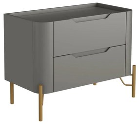Mesa de Cabeceira Wilmer 2 Gavetas Pés Metal Redondo Design Clean