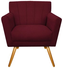 Poltrona Laura Pés Palito Mel Suede Bordô - ADJ Decor