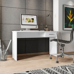 Mesa para Escritório Home Office com Gaveta Emma Branco Texturizado G47 - Gran Belo