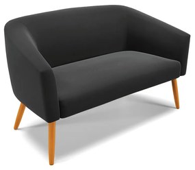 Namoradeira 02 Lugares Stella Suede Preto Pés Palito Castanho - D'Rossi