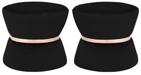Kit 02 Puffs Decorativo Sala de Estar 45cm Dhaka Veludo Preto G15 - Gran Belo