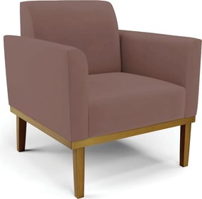Poltrona Decorativa Isabella Pés Fixo em Madeira Castanho Veludo Rose G19 - Gran Belo