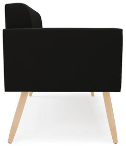 Sofá Namoradeira Elisa Suede Pés Palito Natural - D'Rossi - Preto