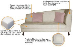 Divã Recamier Heitor 185cm Lado Esquerdo Linho - ADJ Decor
