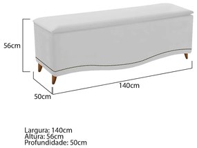 Calçadeira Estofada Yasmim 140 cm Casal Suede Branco - ADJ Decor