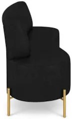 Sofá 2 Lugares 160cm Pés Aço Dourado Tamar Sintético Preto Z08 - Mpoze