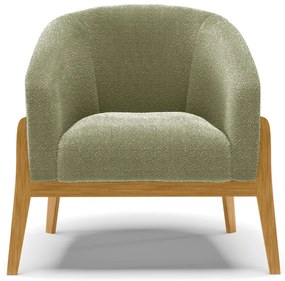 Poltrona Decorativa Base Madeira Stella PU Nozes/Bouclê D03 - D'Rossi - Pistache