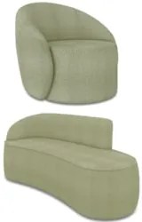 Sofá 3 Lugares 180cm Wendi e Poltrona Steve Boucle Pistache I01  - Mpo