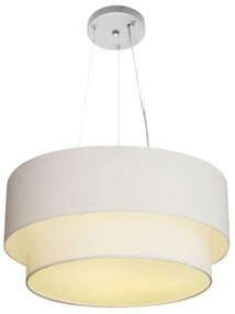 Plafon e Pendente Duplo Cilíndrico Vivare Md- 3017 e Md-4061 Cúpula em Tecido 50x40cm  Branco - Bivolt