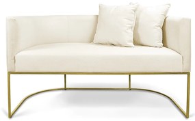 Namoradeira Paola 02 Lugares Linho Base Metálica Dourado D03 - D'Rossi  - A19 Grosso Bege