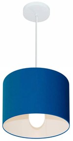 Lustre Pendente Cilíndrico Md-4113 Cúpula em Tecido 30x25cm Azul Marinho - Bivolt