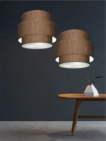 Lustre Pendente Cilíndrico Md-4384 Cúpula em Tecido Café Tam 50cm