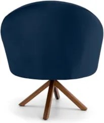 Poltrona Decorativa Base Giromad Madeira Rafa C-304 Veludo Azul Marinh