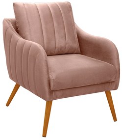 Poltrona Salem Veludo Pés Palito Castanho K01 - D'Rossi - Rose
