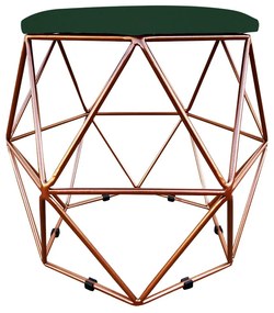 Puff Aramado Hexágono Decorativo Industrial Cobre com Suede D03 - D'Rossi - Verde