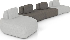 Sofá 4 Lugares Orgânico com Chaise e 3 Módulos Berlim Bouclê Cinza Claro/Grafite K01 - D'Rossi