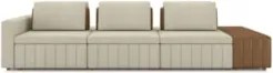 Sofá Ilha e Puff Sala Living 335cm Siesta M22 Linho Areia/Marrom - Mpo