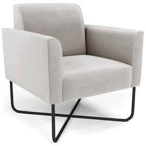 Poltrona Base X Industrial Preto Marisa Veludo - Cinza