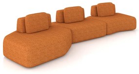 Sofá 3 Lugares Orgânico com Chaise e 2 Módulos Berlim Bouclê Caramelo K01 - D'Rossi