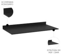 Tampo Para Balcão de Cozinha 100cm MDP Z34 Preto            - Mpozenat