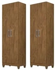 Kit 2 Armários Organizadores Multiuso Íris 2 Portas Castanho Wood - Mo