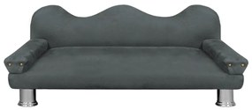 Cama Sofá Pet Meg Para Cães E Gatos Elegante e confortável Suede Cinza Grafite