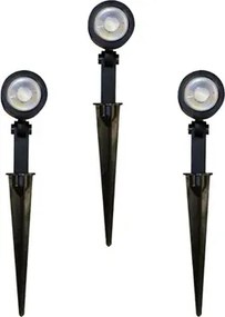 Kit 3 Espetos Led Preto 3w Ip65 3000k Luz Amarela Yamamura