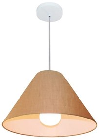 Lustre Pendente Cone Md-4078 Cúpula em Tecido 25/40x15cm Palha - Bivolt