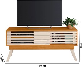 Rack TV 65 Pol 150cm Bancada para Sala Orlin M20 - D'Rossi - Cinamomo e Off White