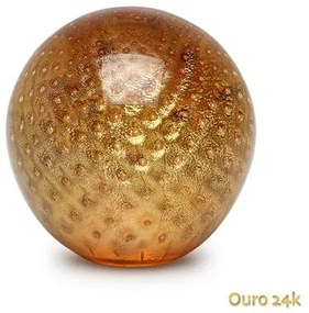 Peso Tela Bola Âmbar com Ouro Murano Cristais Cadoro