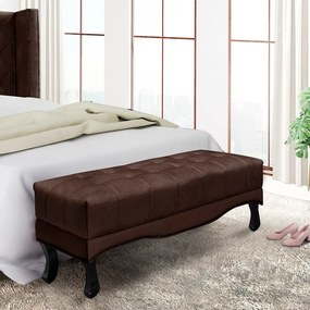 Recamier Decorativo 195cm Loewe Suede Pés de Madeira Café G63 - Gran Belo