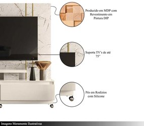 Home Theater Braun MDP 2 Gavetas até 75 Calacata/OffWhite G97 - Gran Belo