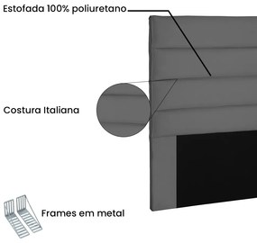Cabeceira Cama Box Solteiro 90cm La Italiana Suede Cinza - Sheep Estofados - Cinza