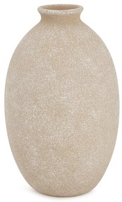 Vaso em Cerâmica Oval Sutil Granulado Areia - 30x18cm