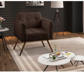 Kit 02 Poltronas Decorativa Bia Couro Conhaque G58 - Gran Belo