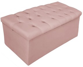 Recamier Baú Estofada Mel 90 cm Solteiro Com Capitonê Suede Rosê - ADJ Decor